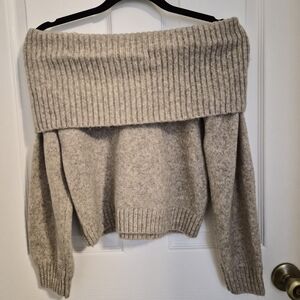 Abercrombie & Fitch Off-Shoulder Tan Sweater